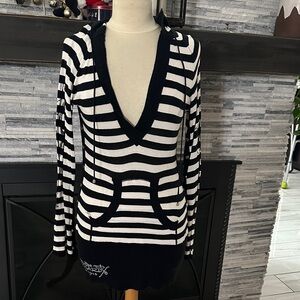 Ed Hardy Black and White Striped Garment